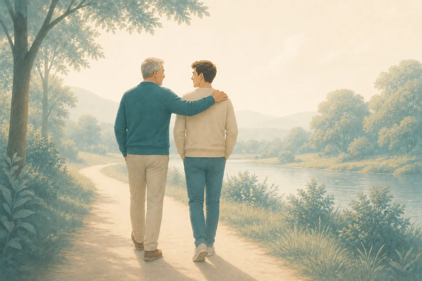 สองคนเดินด้วยกันตามทางอันสงบ — การช่วยคนที่เป็นพารูเรซิส
